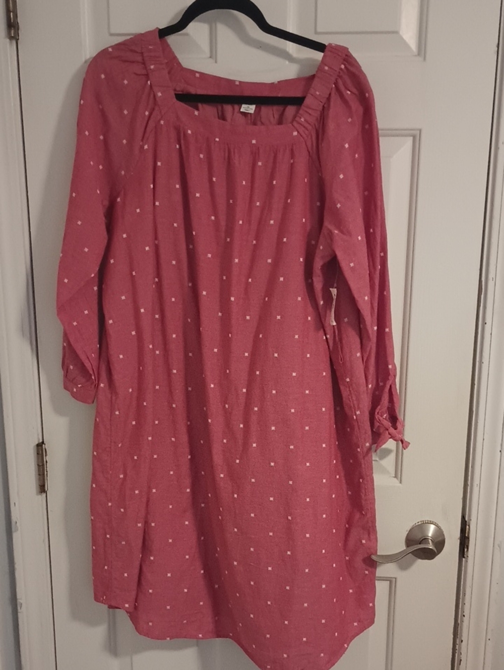 Old Navy Rose Pink Long-Sleeve Square Neck Cotton Blend Dress